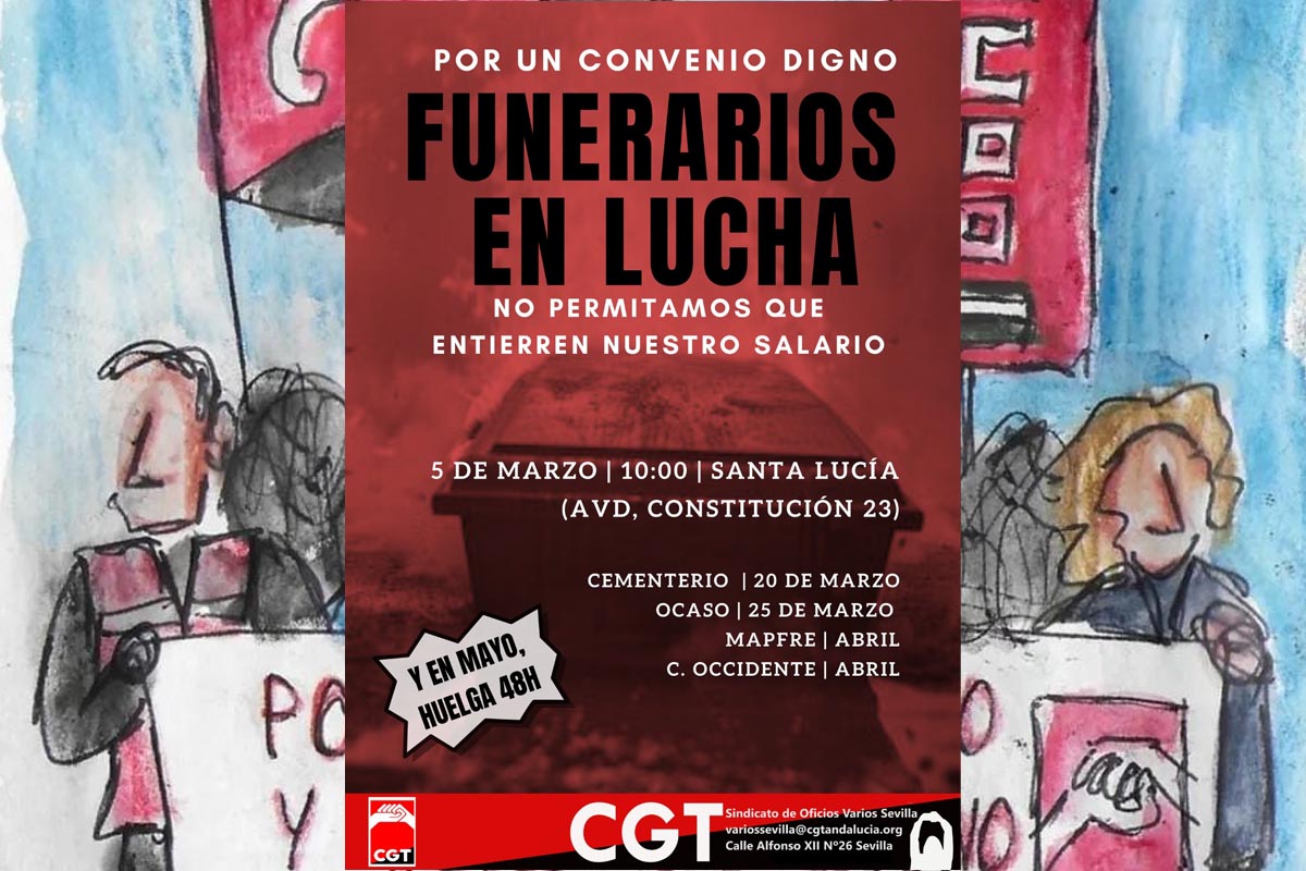Huelga sector funerario Sevilla por convenio digno los días 15 y 16 de mayo