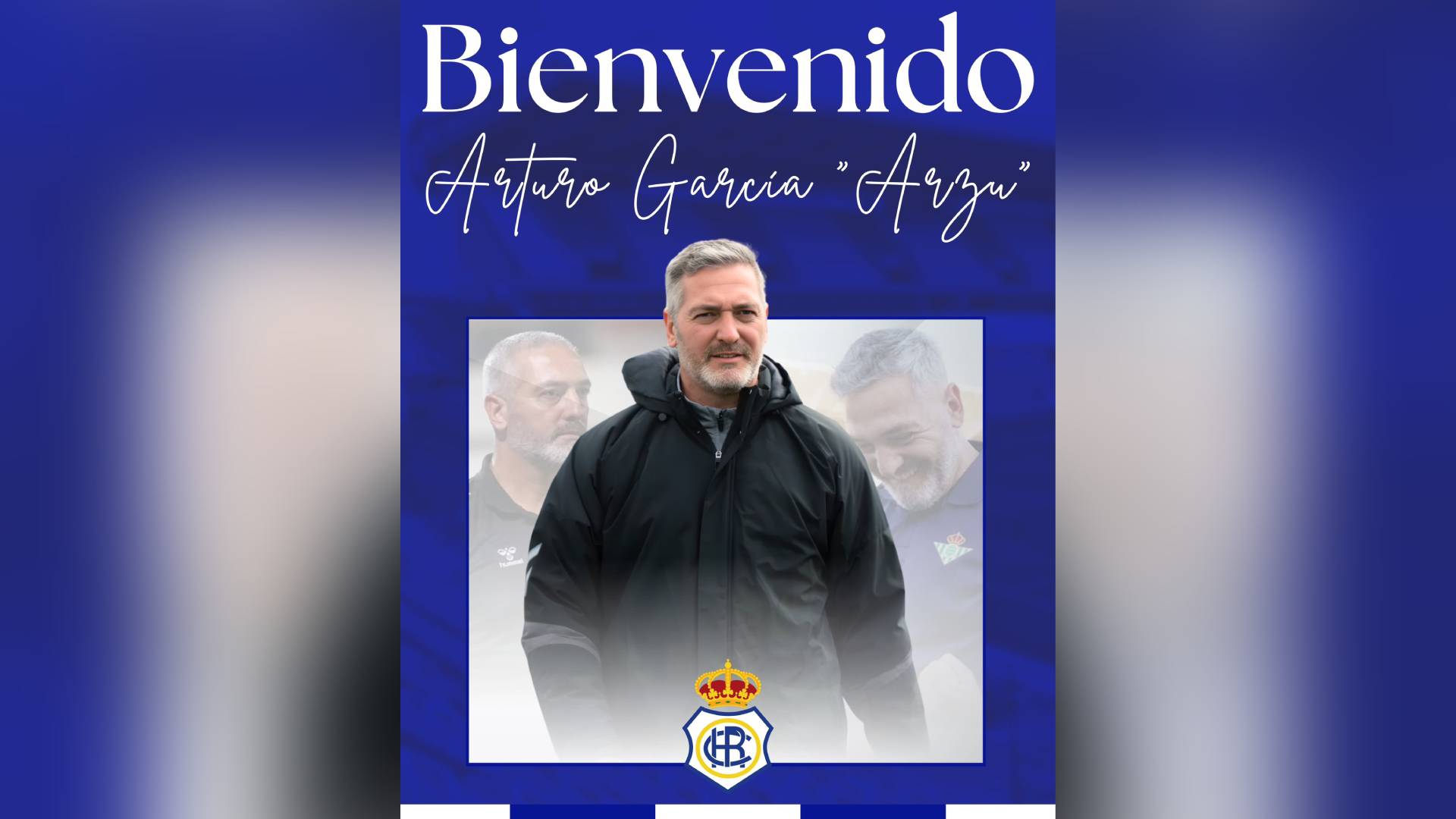 Imagen oficial del anuncio de Arzo como nuevo entrenador del 'Recre'.