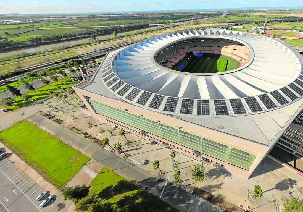 Vista aérea de los exteriores del Estadio de La Cartuja, que serán reformados en 2026.