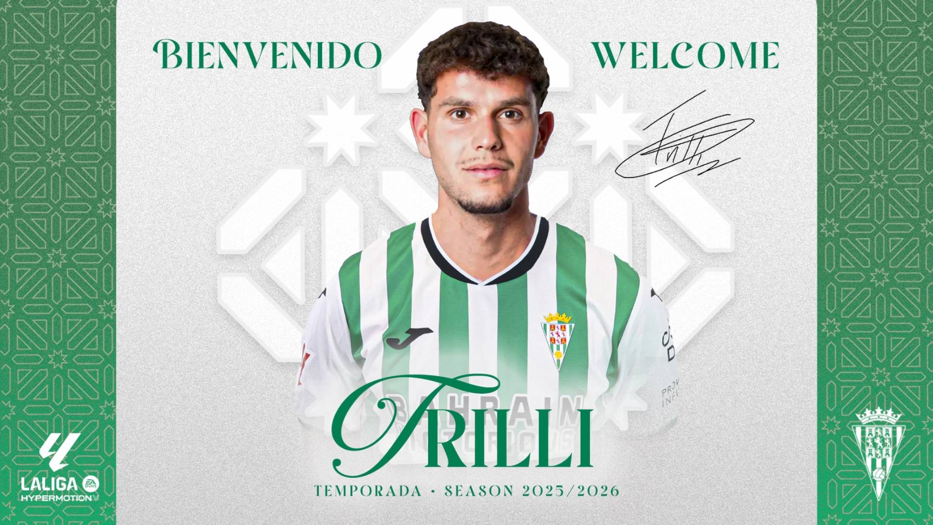 Trilli, lateral derecho gallego, anunciado como nuevo futbolista del Córdoba CF.